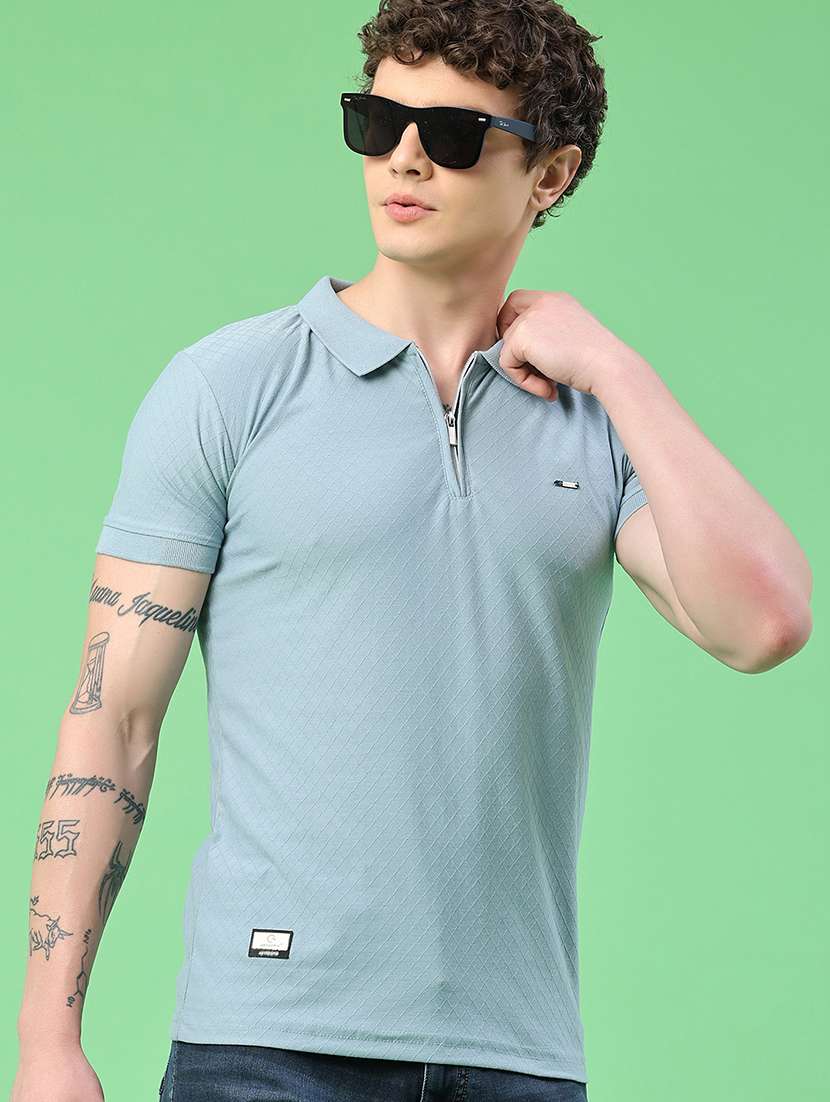 men self design short sleeve slim fit polo t-shirt