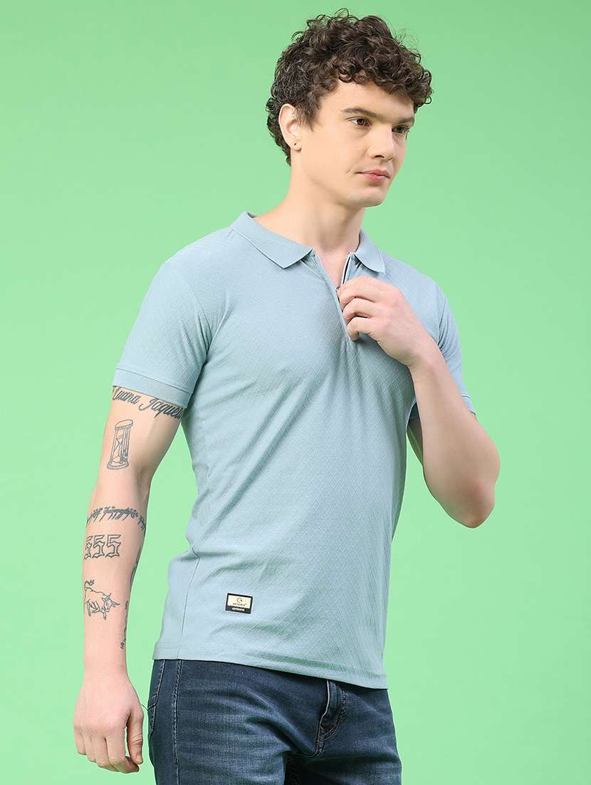 men self design short sleeve slim fit polo t-shirt - 22371046 -  Standard Image - 3