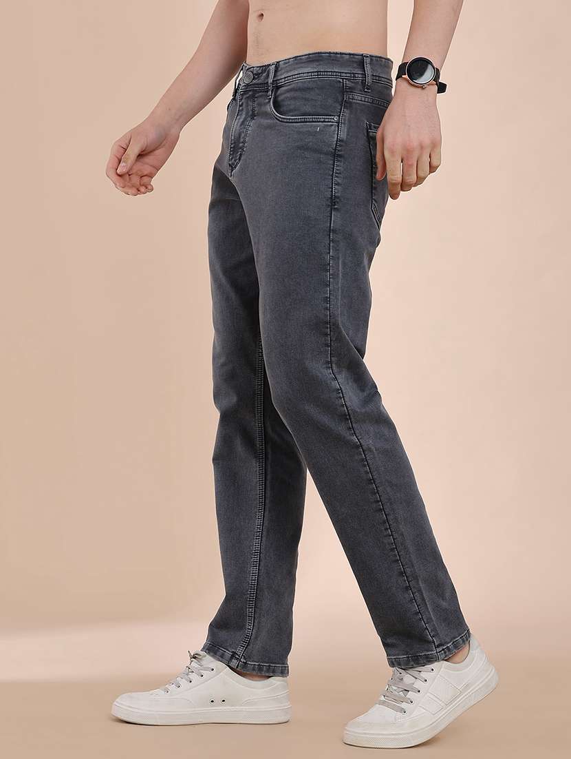 men plain mid rise full length straight jeans - 22371059 -  Standard Image - 3