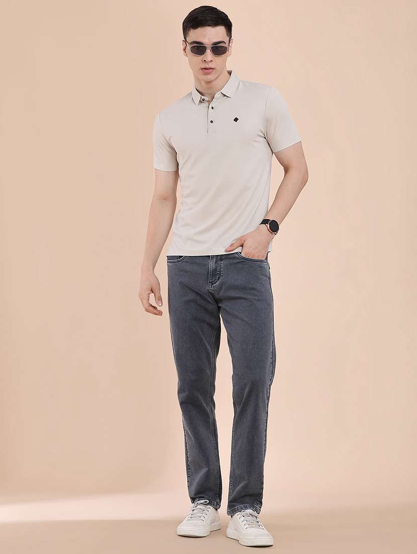 men plain mid rise full length straight jeans - 22371059 -  Standard Image - 5