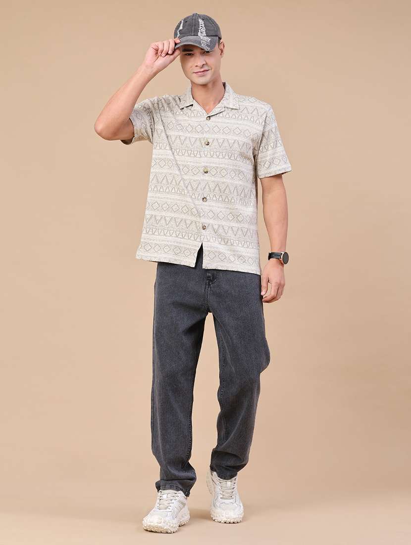 men printed short sleeve regular fit casual shirt - 22371067 -  Standard Image - 5