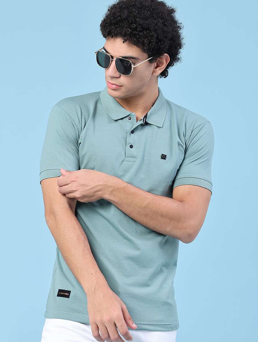 men self design short sleeve slim fit polo t-shirt