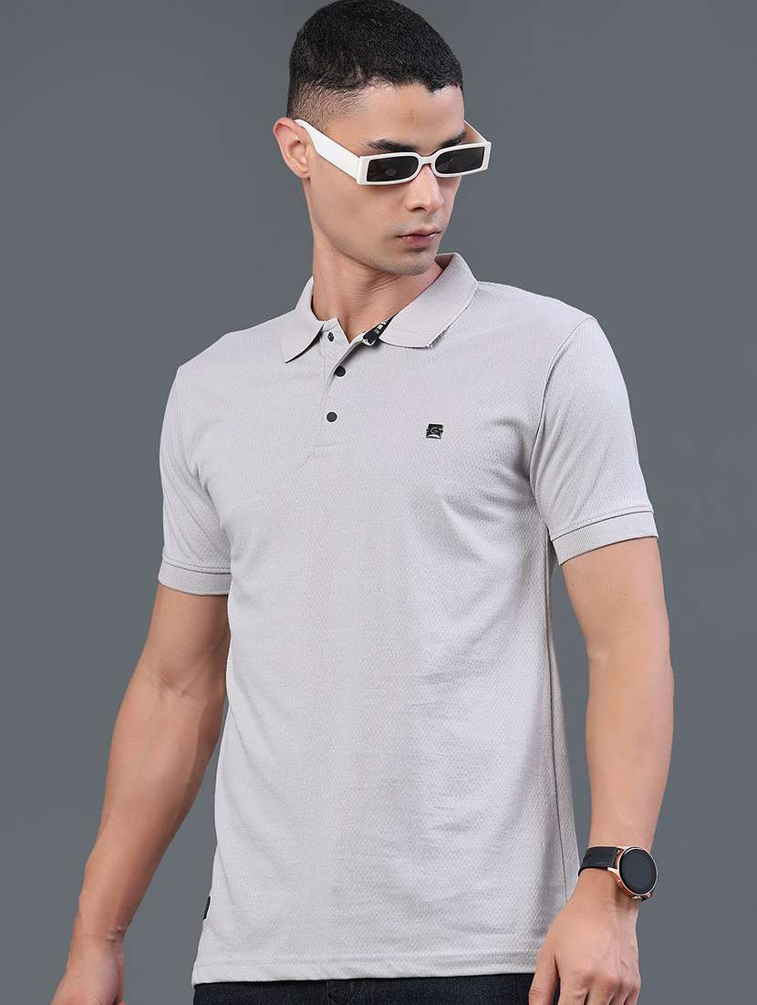 men self design short sleeve regular fit polo t-shirt