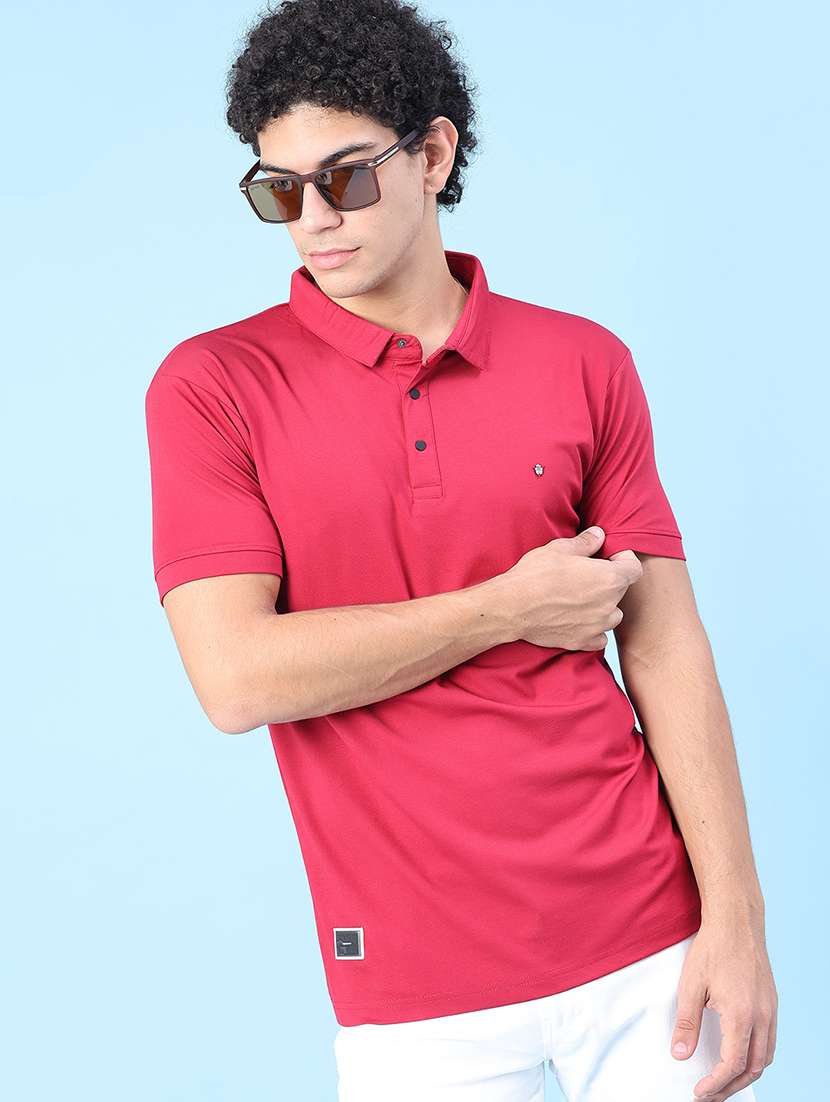 men solid short sleeve slim fit polo t-shirt