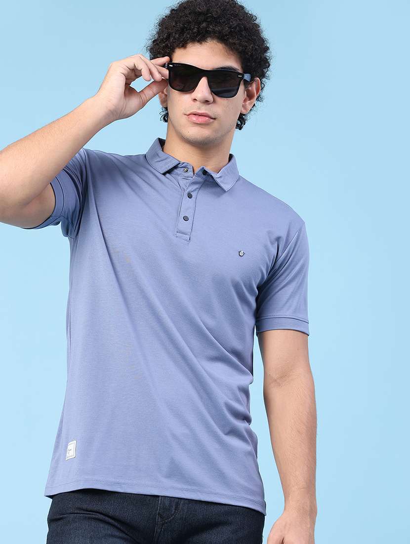 men solid short sleeve slim fit polo t-shirt
