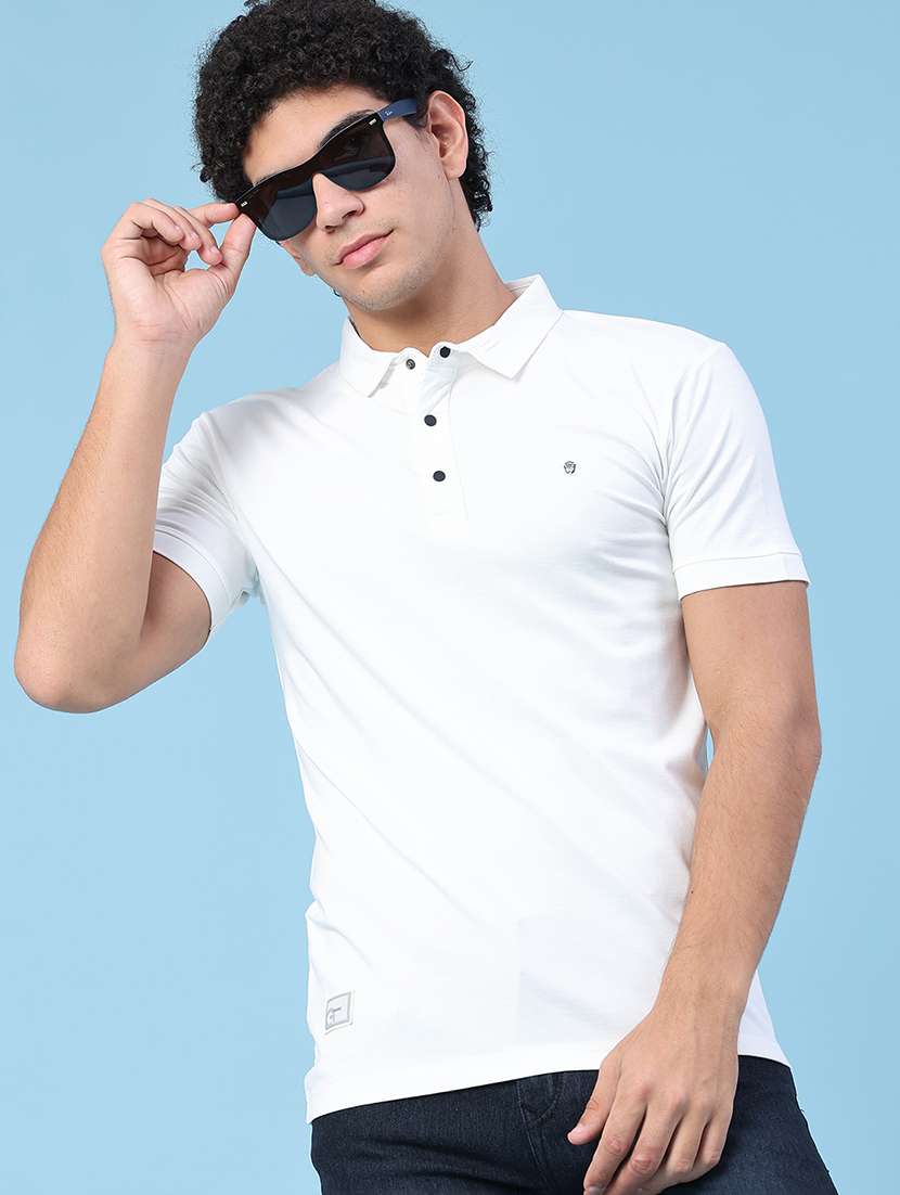 men solid short sleeve slim fit polo t-shirt