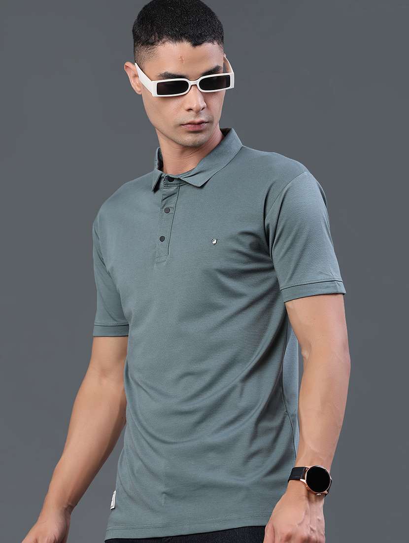 men solid short sleeve slim fit polo t-shirt