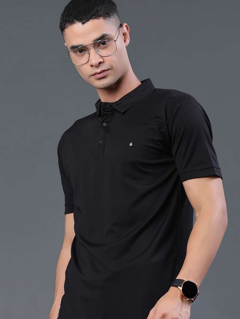 men solid short sleeve slim fit polo t-shirt