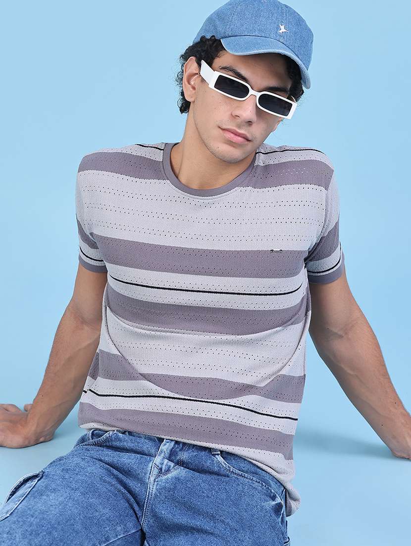 men striped short sleeve regular fit t-shirt