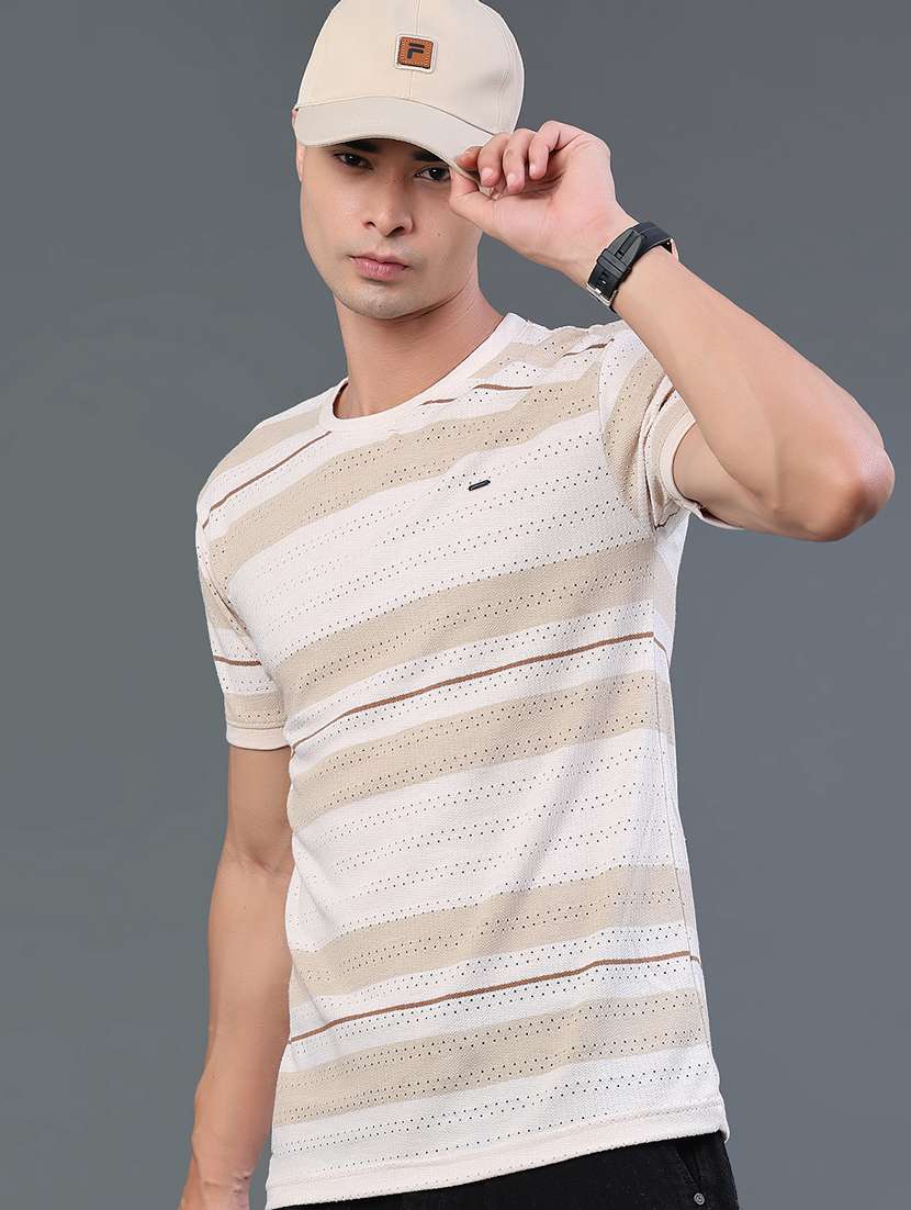 men striped short sleeve regular fit t-shirt