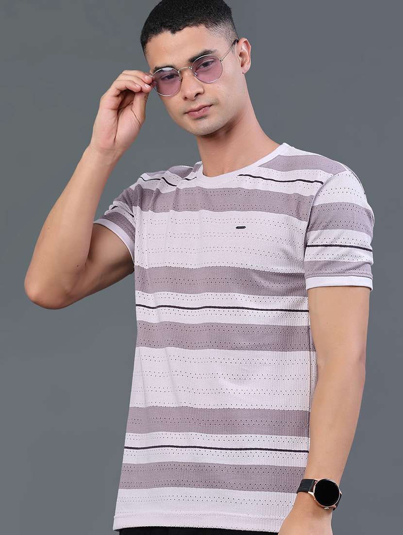men striped short sleeve regular fit t-shirt