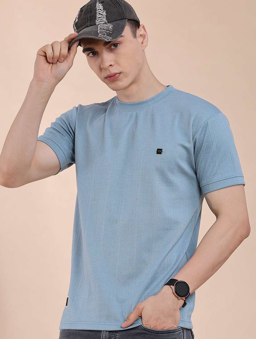 men self design short sleeve slim fit t-shirt