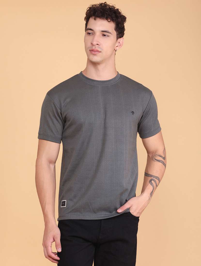 men self design short sleeve slim fit t-shirt