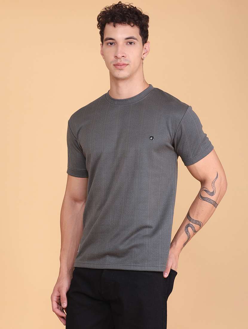 men self design short sleeve slim fit t-shirt - 22371155 -  Standard Image - 3