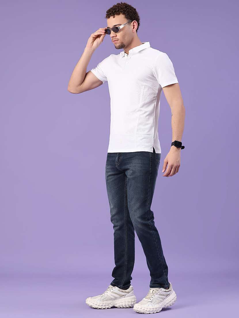men white cotton blend plain t-shirt - 22371167 -  Standard Image - 3