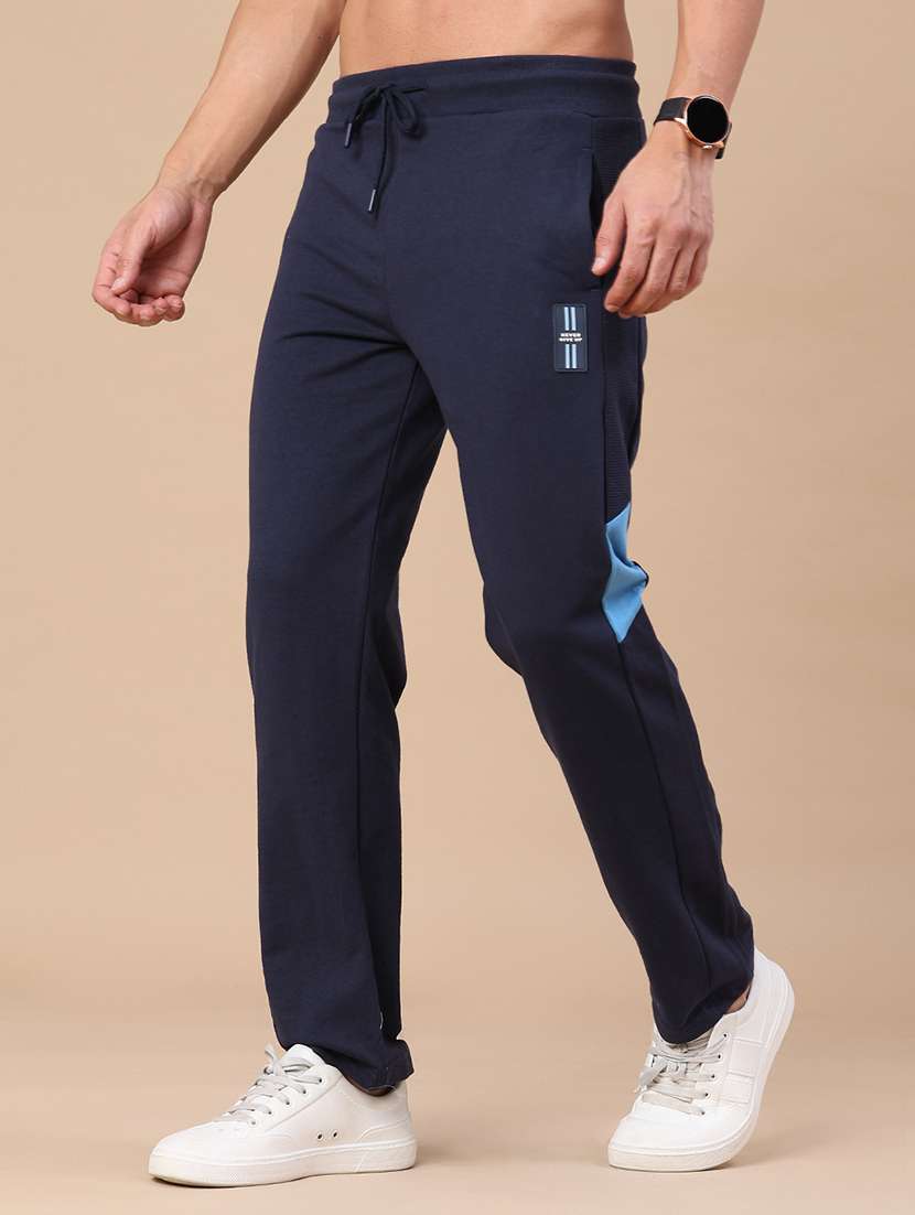 men solid mid rise regular fit track pant