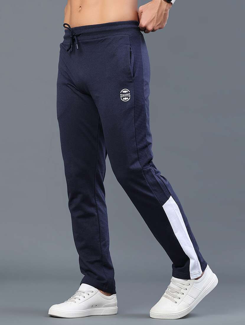 men side taped mid rise slim fit track pant