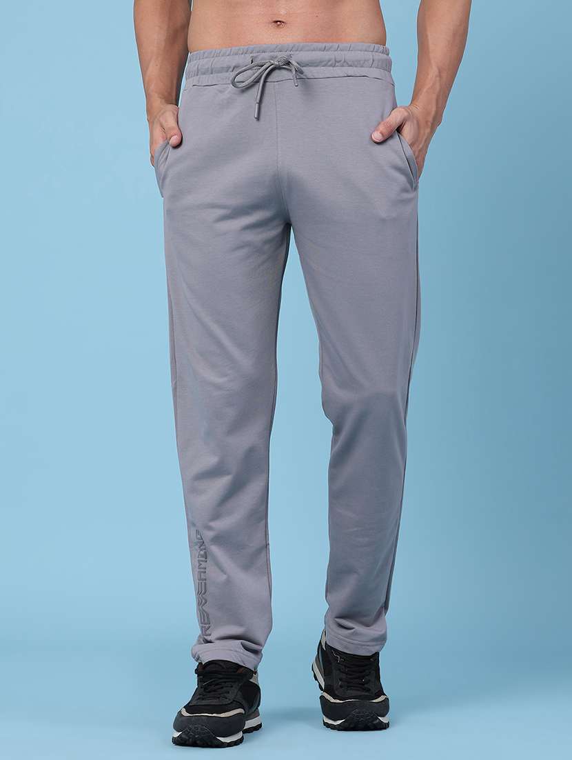 men solid mid rise regular fit track pant