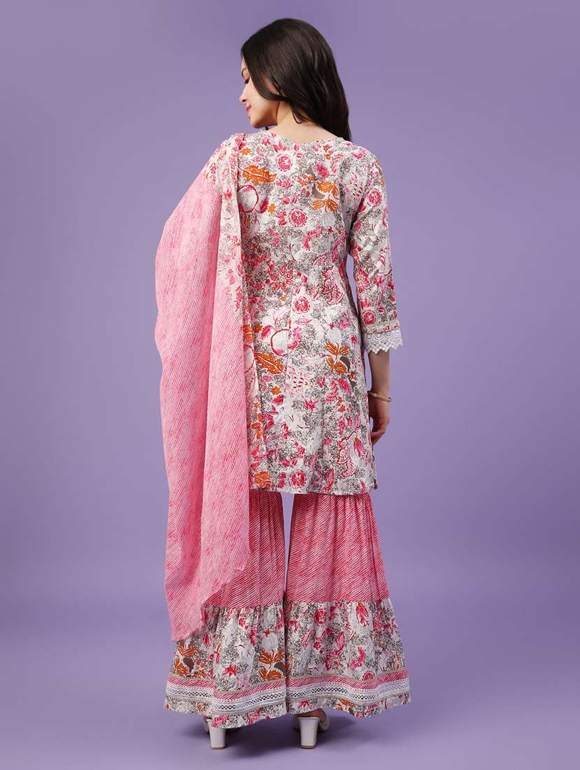 pink rayon kurta sharara  set - 22371221 -  Standard Image - 3
