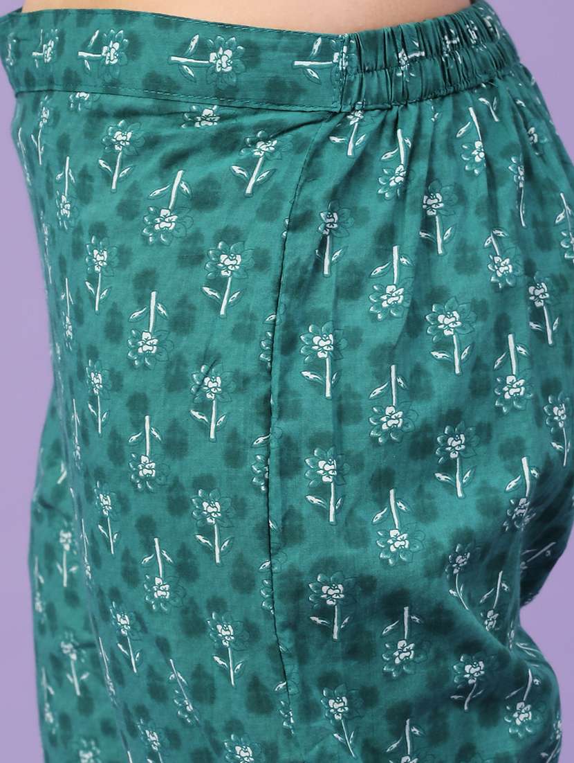 green cotton kurta palazzo  set - 22371224 -  Standard Image - 5