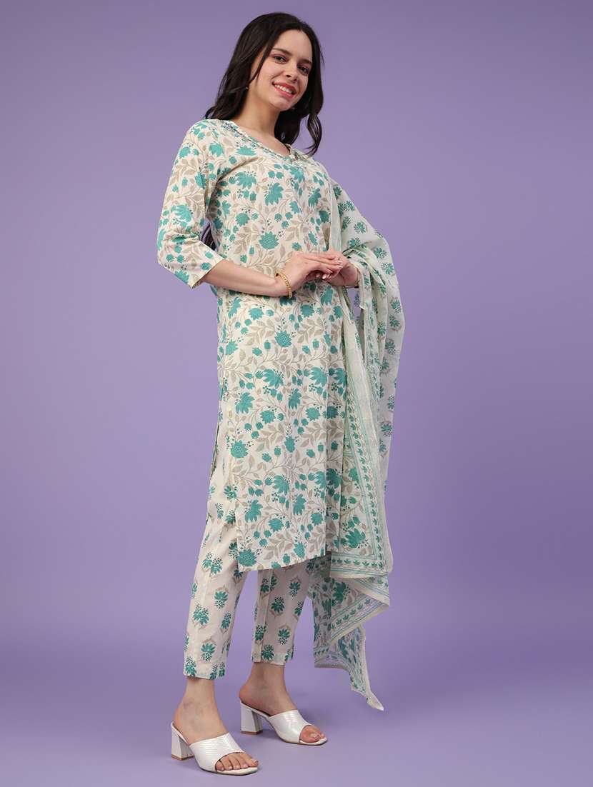 green cotton kurta pant  set - 22371226 -  Standard Image - 3