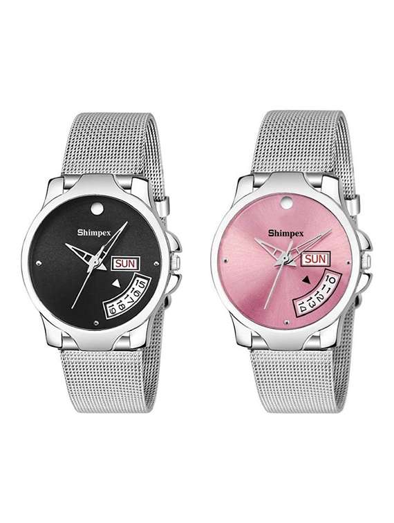 classic edge analog watch set of 2 