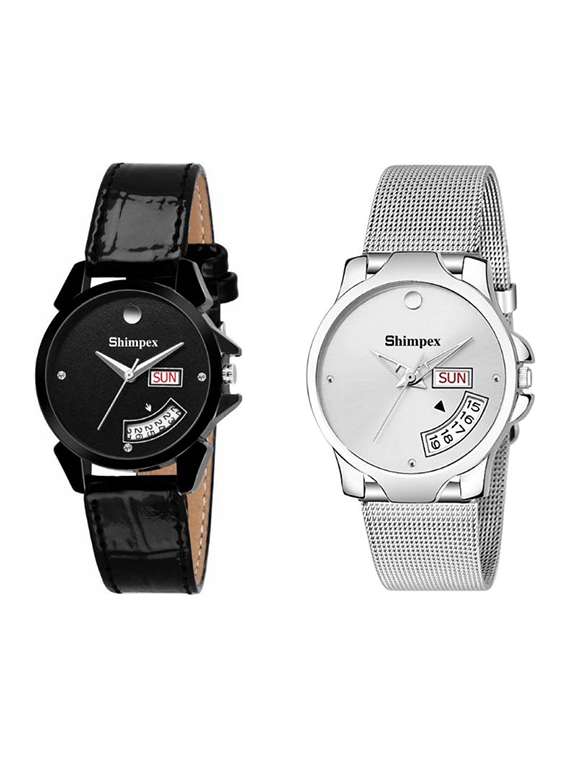 classic edge analog watch set of 2 