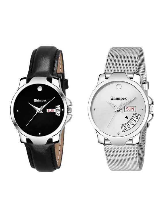classic edge analog watch set of 2 