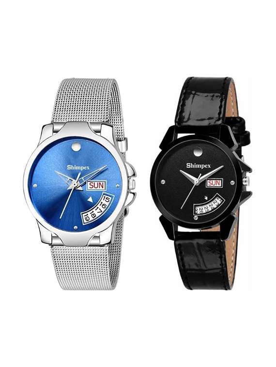 classic edge analog watch set of 2 