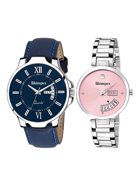 classic edge analog watch set of 2 