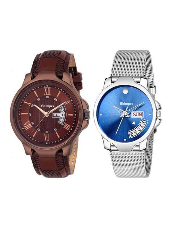 classic edge analog watch set of 2 
