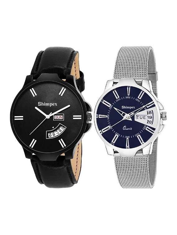 classic edge analog watch set of 2 