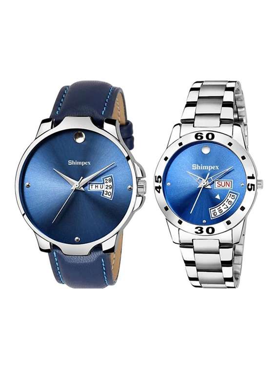classic edge analog watch set of 2 