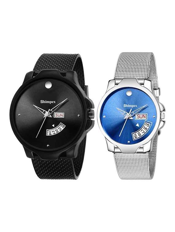 classic edge analog watch set of 2 
