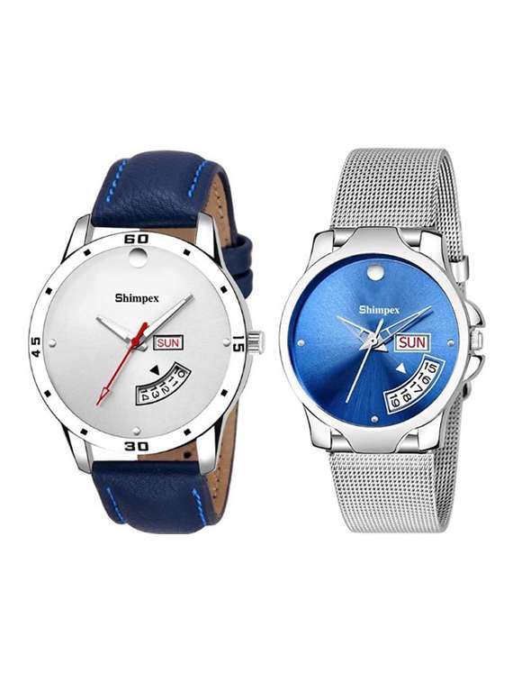 classic edge analog watch set of 2 