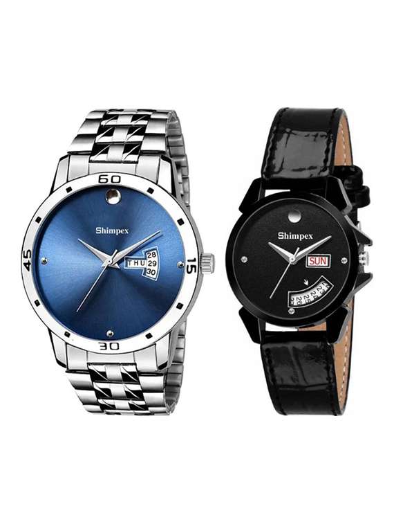 classic edge analog watch set of 2 