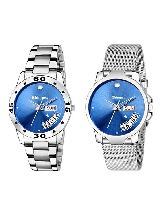 classic edge analog watch set of 2 