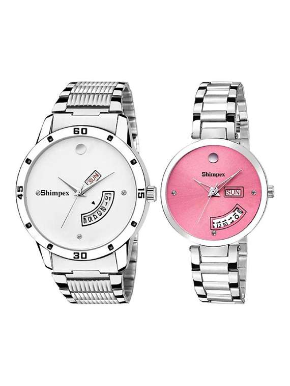 classic edge analog watch set of 2 