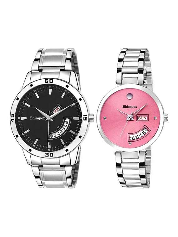 classic edge analog watch set of 2 