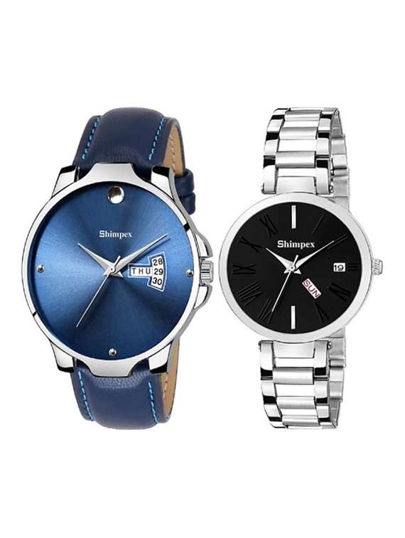 classic edge analog watch set of 2 