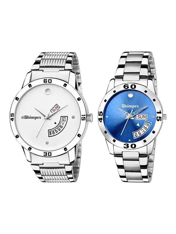 classic edge analog watch set of 2 
