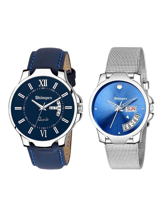 classic edge analog watch set of 2 