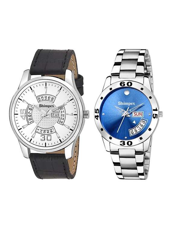 classic edge analog watch set of 2 