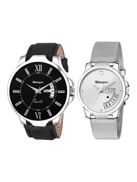 classic edge analog watch set of 2 