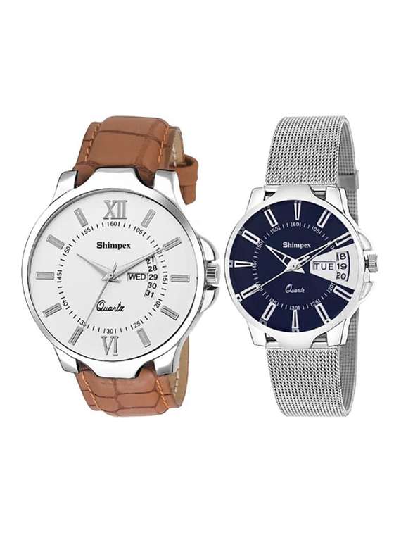 classic edge analog watch set of 2 