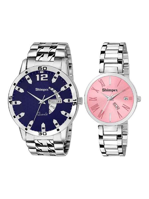 classic edge analog watch set of 2 