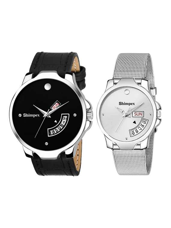 classic edge analog watch set of 2 
