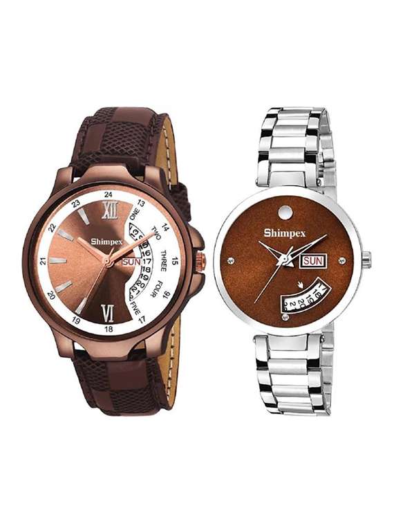 classic edge analog watch set of 2 