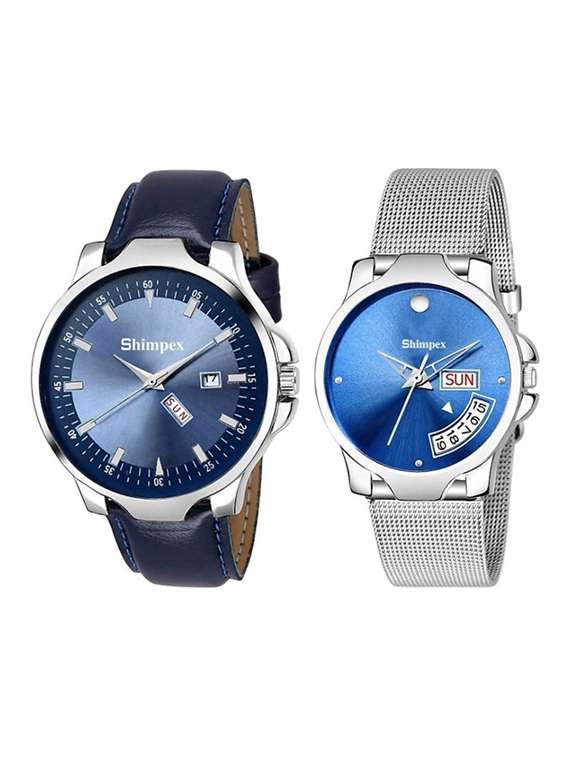 classic edge analog watch set of 2 