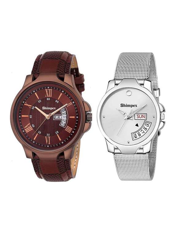 classic edge analog watch set of 2 